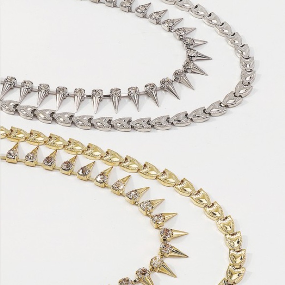 Rivet Rhinestone Necklace - Picture 2 of 3